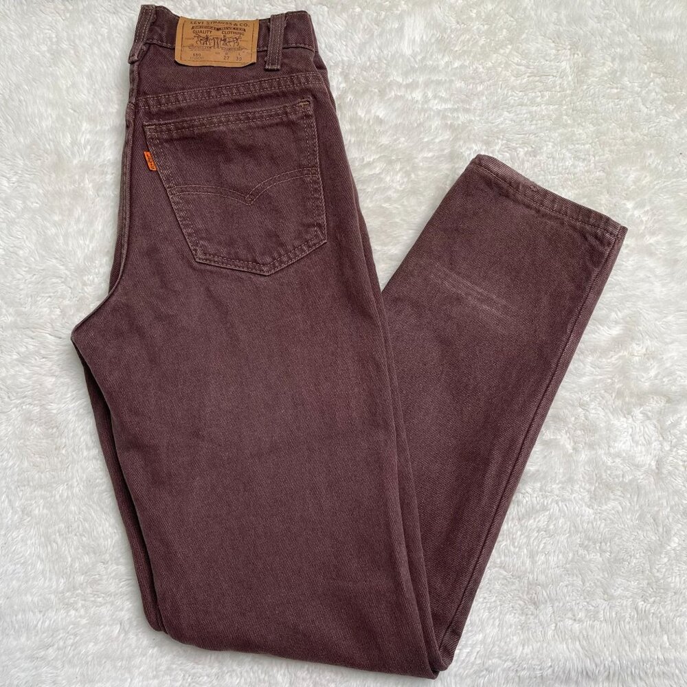 Vintage Levi's Women's Brown Student 550 Mid Rise Jeans Orange Tab Size 27 - Picture 2 of 9